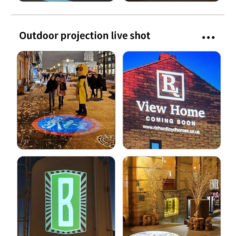 Custom Led HD Gobo Logo Projector Indoor Outdoor Ip67 Waterproof Rotating Advertising Image Projection Light For Floor Wedding