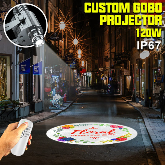 Customed Gobo Projector 120W Advertising Light  Outdoor Hotel Waterproof IP67 Image Rotation Led Logo Do Shop Entrance Floor