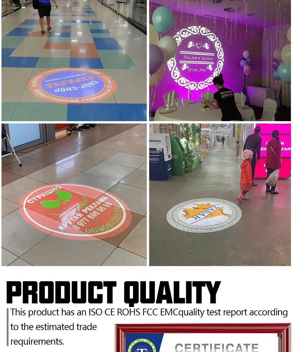 Moving Customed Gobo 35W Advertising Light Outdoor Waterproof IP67 Image Rotation Led Logo Projector Store Entrance Floor