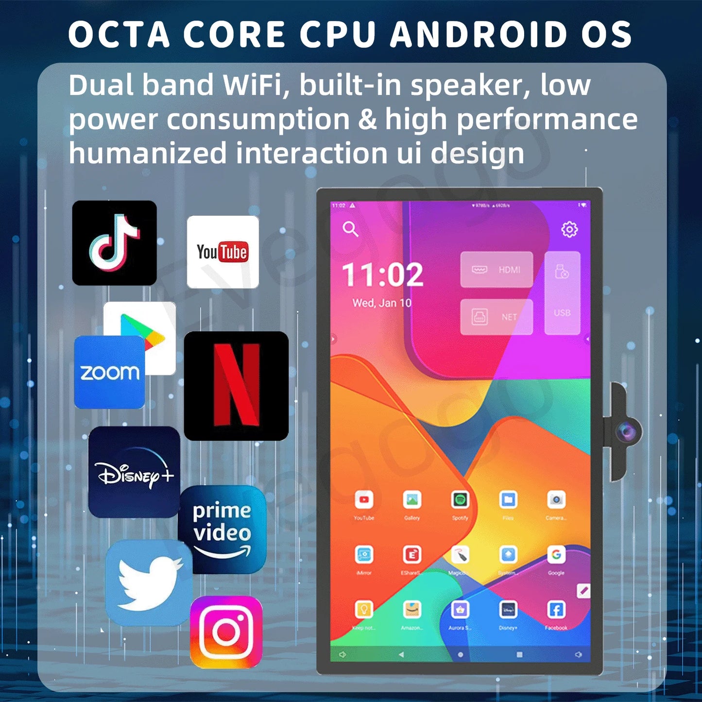 Portable TV Touch Screen 27in 32in Professional Stand Smart Display Tablet with Wheels Large Battery for Home Business