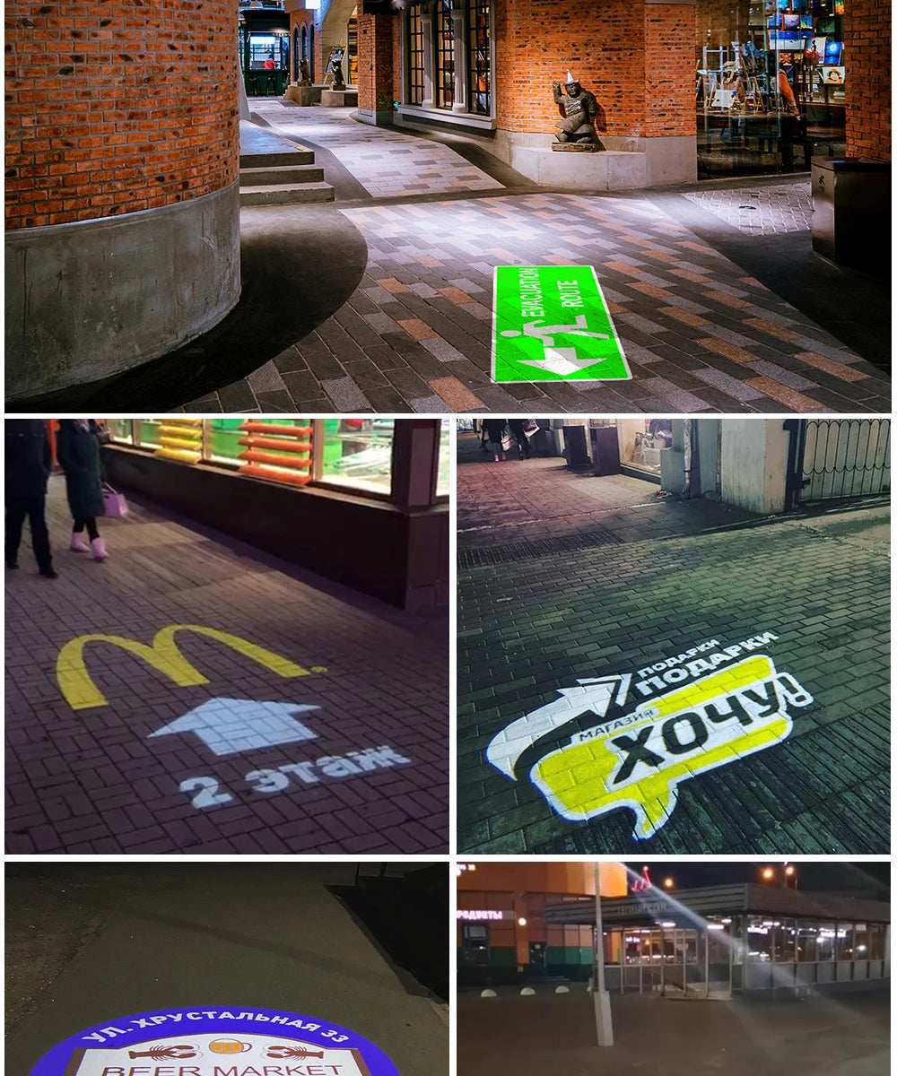 Moving Customed Gobo 35W Advertising Light Outdoor Waterproof IP67 Image Rotation Led Logo Projector Store Entrance Floor