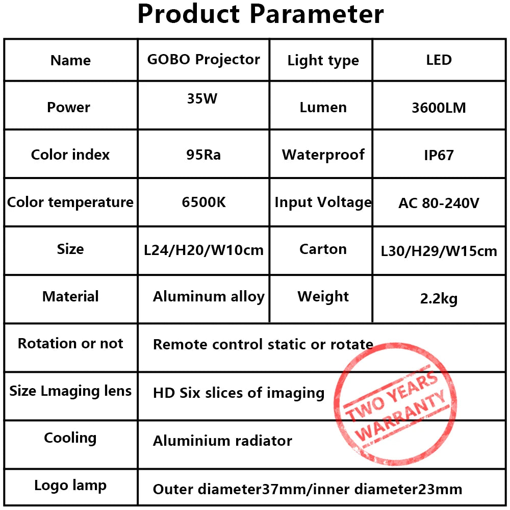 Moving Customed Gobo 35W Advertising Light Outdoor Waterproof IP67 Image Rotation Led Logo Projector Store Entrance Floor