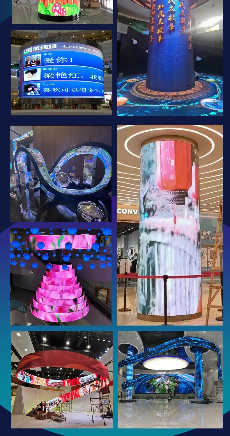 Customized Indoor outdoor Flexible  Video Wall  Led Screen Soft Led display Wall Flexible Curve Led Panel Screen